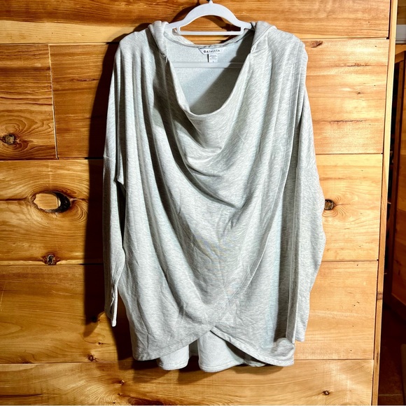 Athleta Purana Wrap Super Soft Heather Gray Cowl Neck Hooded Sweater - Picture 2 of 11